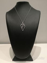 Collana oro bianco con pendente diamanti