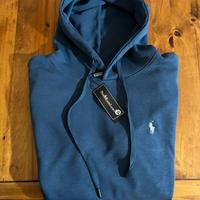 Felpa Ralph Lauren con Cappuccio-Blu Avio-Taglia M
