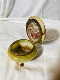 Portagioie Rotondo in Onice Verde Con Cerniera