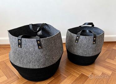 🧺 Set Ceste portaoggetti Atmosphera GRIGIO-NERO
