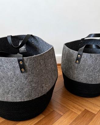 🧺 Set Ceste portaoggetti Atmosphera GRIGIO-NERO