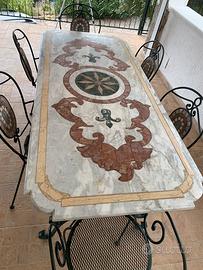 Tavolo mosaico in ferro battuto