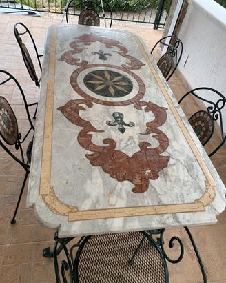 Tavolo mosaico in ferro battuto