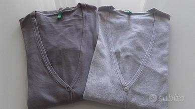Benetton 2 cardigan donna L grigio chiaro e scuro