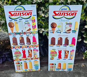 Coppia Tabelle Gelati Sanson Vintage Anni 90 lire