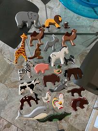 Set animali legno dipinti a mano vintage giocattol