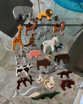 Set animali legno dipinti a mano vintage giocattol