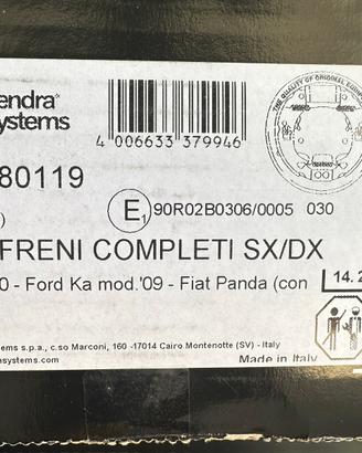Freni ganasce ford KA / FIAT 500 anno 2009