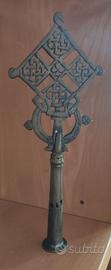 Croce Copta da processione in argento e ottone