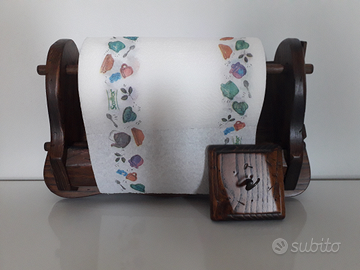 Porta rotoli a parete in legno - presina