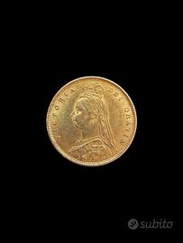 Mezzo Sovrano Oro 1887 Regina Victoria 22kt