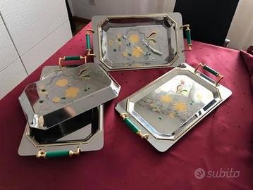 Set vassoi vintage Art Déco con specchio