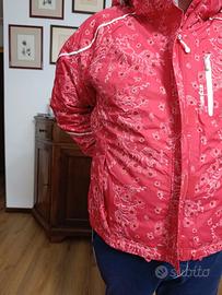 Giacca a vento rosa donna con disegni floreali