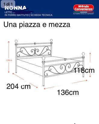 Gioro letto in ferro nero  grafite