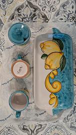 Set Vietri 2 Tazze + Zuccheriera + Vassoio Amalfi