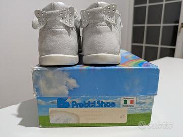 Scarpe bambina argentate pelle n.25