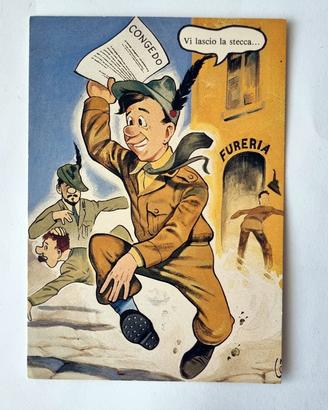 Cartolina satirica alpini vintage anni '70