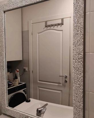 specchio decorato a mano argento