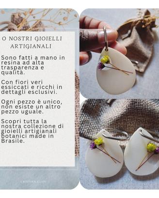 Orecchini artigianale con elementi botanici