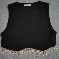Top donna con frange di strass 