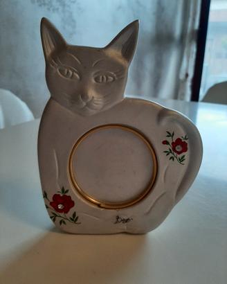Cornice porta foto ceramica a forma di gatto