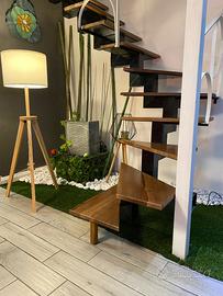 Scala in ferro con gradini in legno artigianale