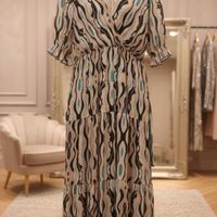 Abito lumgo beige e turchese nuovo taglia unica