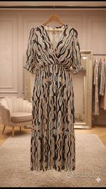 Abito lumgo beige e turchese nuovo taglia unica