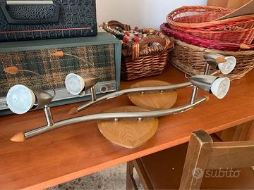 plafoniera in acciaio e legno x2