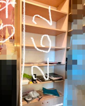 libreria con scaffali e sportelli