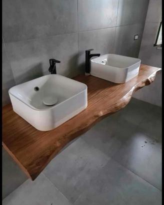 top per  lavabo in legno massello 