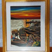 Quadro - Posillipo, Il Mare "Marina al Tramonto".