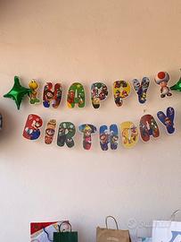Striscione Super Mario “buon compleanno”