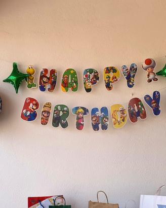 Striscione Super Mario “buon compleanno”