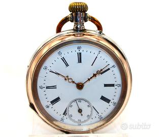 Splendido orologio argento oro fine 1800