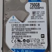 Hard disk 750gb  2,5" testato funzionante al 100%.