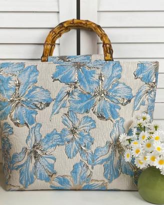 Tote Borsa a mano  con manici in bambù