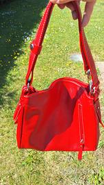 Borsa rossa vera pelle