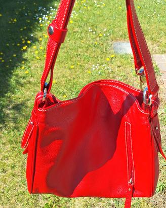 Borsa rossa vera pelle