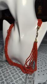 Collana multi filo in corallo
