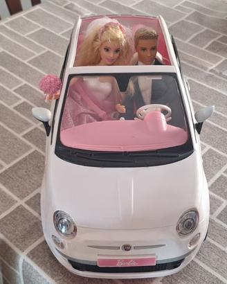 Barbie Fiat 500 con Barbie Sposa e KEN Sposo