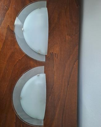 2 applique vetro mezzaluna lampade parete