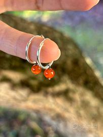 Orecchini cerchio argento 925 corniola