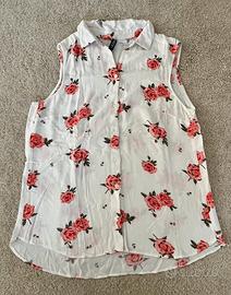 Camicia bluse con roselline morbida taglia XXS