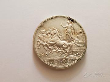 2 LIRE 1916 QUADRIGA BRIOSA Regno D'italia 