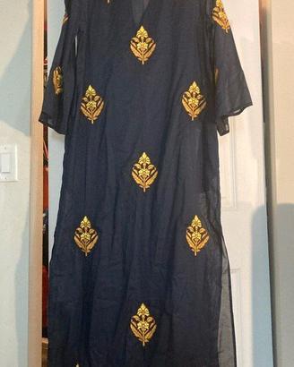 Tory Burch Navy Dress with Gold Accents