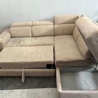 Divano angolare con penisola contenitore