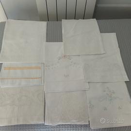 Asciugamani Vintage in lino ricamate a mano