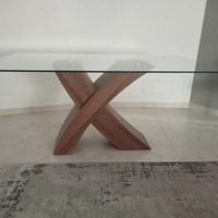 Tavolo soggiorno vetro e legno