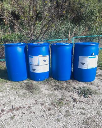 4 Fusti Bidoni in plastica blu 220 L con tappi